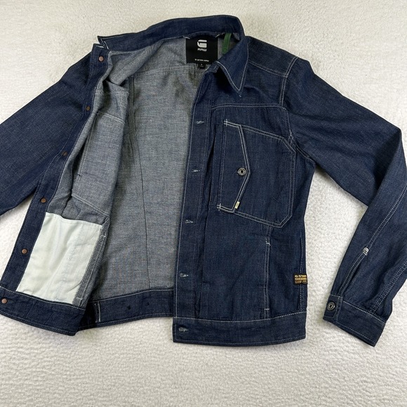 G-Star RAW Scutar Slim Jacket Mens Small Blue Denim Sustainable Workwear Button - Picture 9 of 16